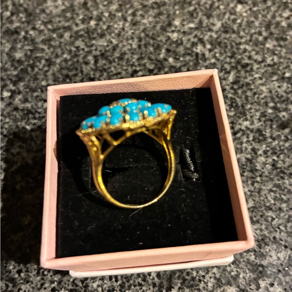 Turquoise and Gold Floral Ring - Picture 3 of 11